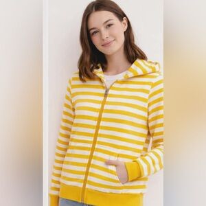 TOMMY HILFIGER Yellow & White Striped Full Zip Hoodie Sweater L NWOT